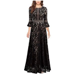Black lace long formal dress